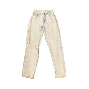 High-Waisted Light Wash Distressed Jeans